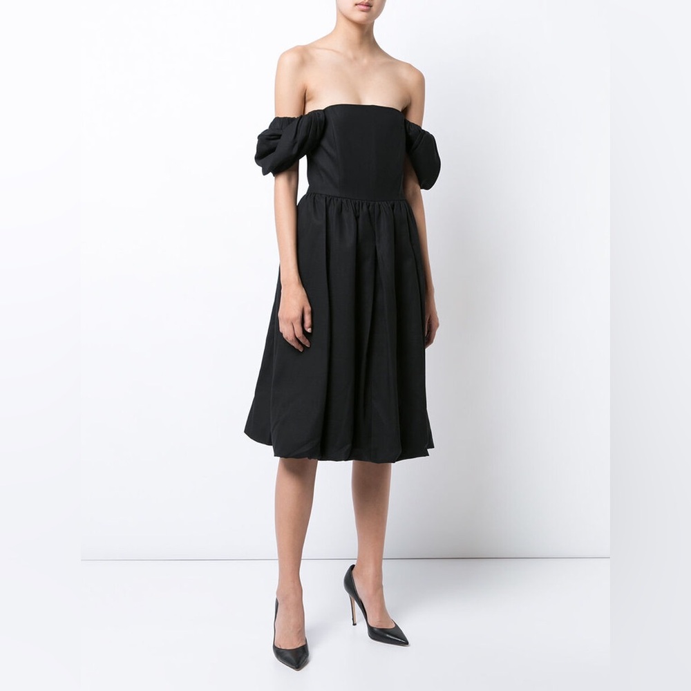 NWT CO 1495 Black Cotton A-Line Dress with Puff Sleeves